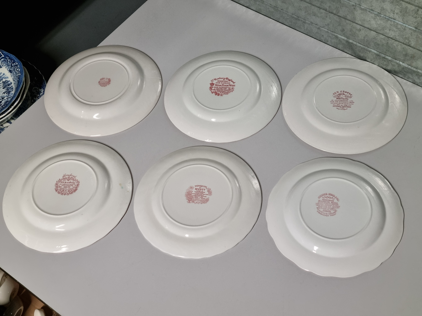 Engels rood Set 6x mix & match plat dinerbord