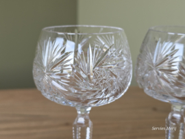 Boheems Kristal Glas set van 2x op hoge voet 19,5 cm kleur Blanc