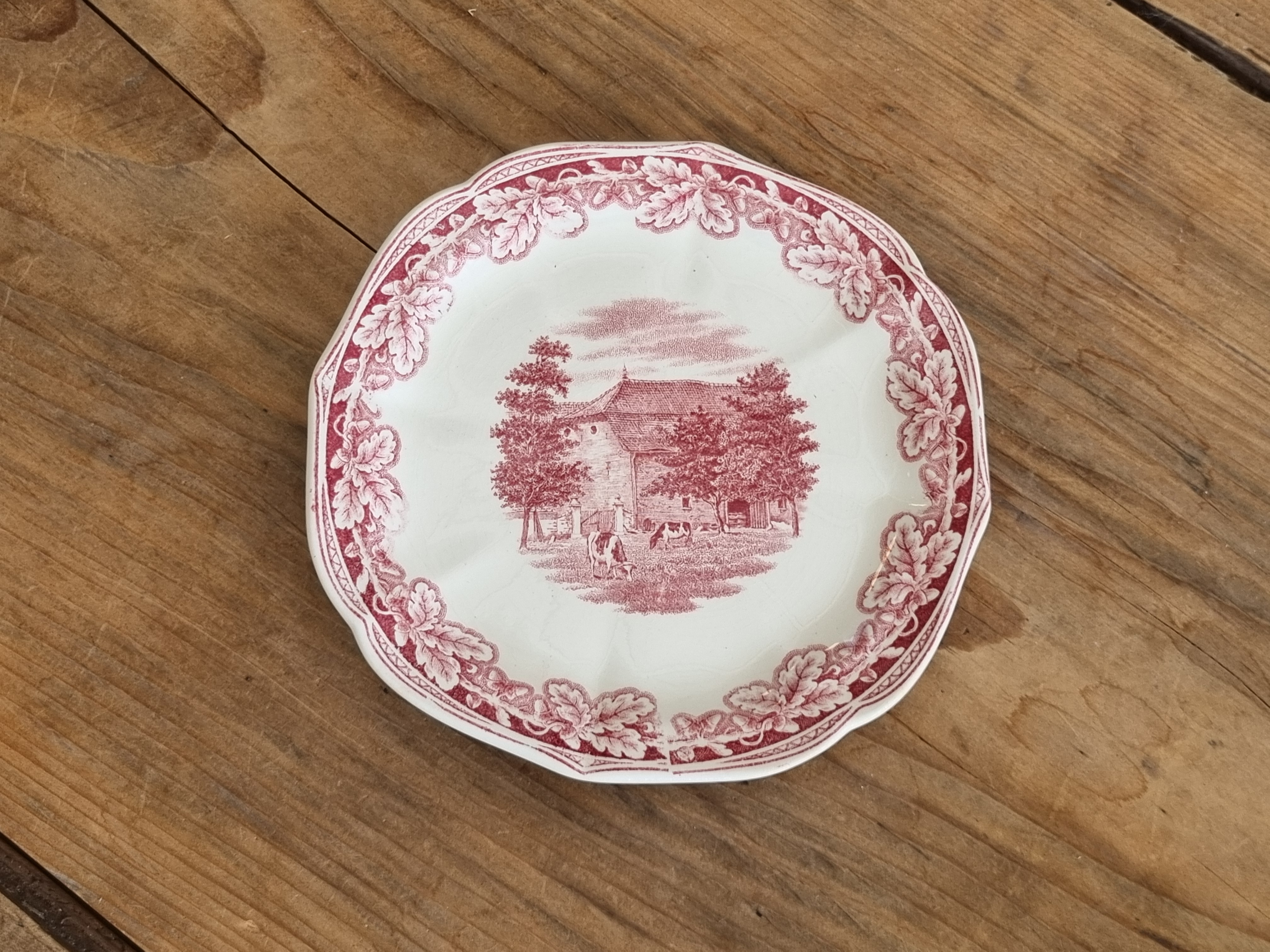 Boerenhoeve Rood Societe Ceramique gebaksbordje 15 cm