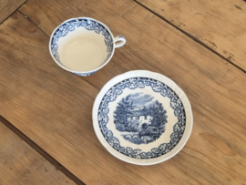 Boerenhoeve blauw Societe Ceramique Kop en schotel