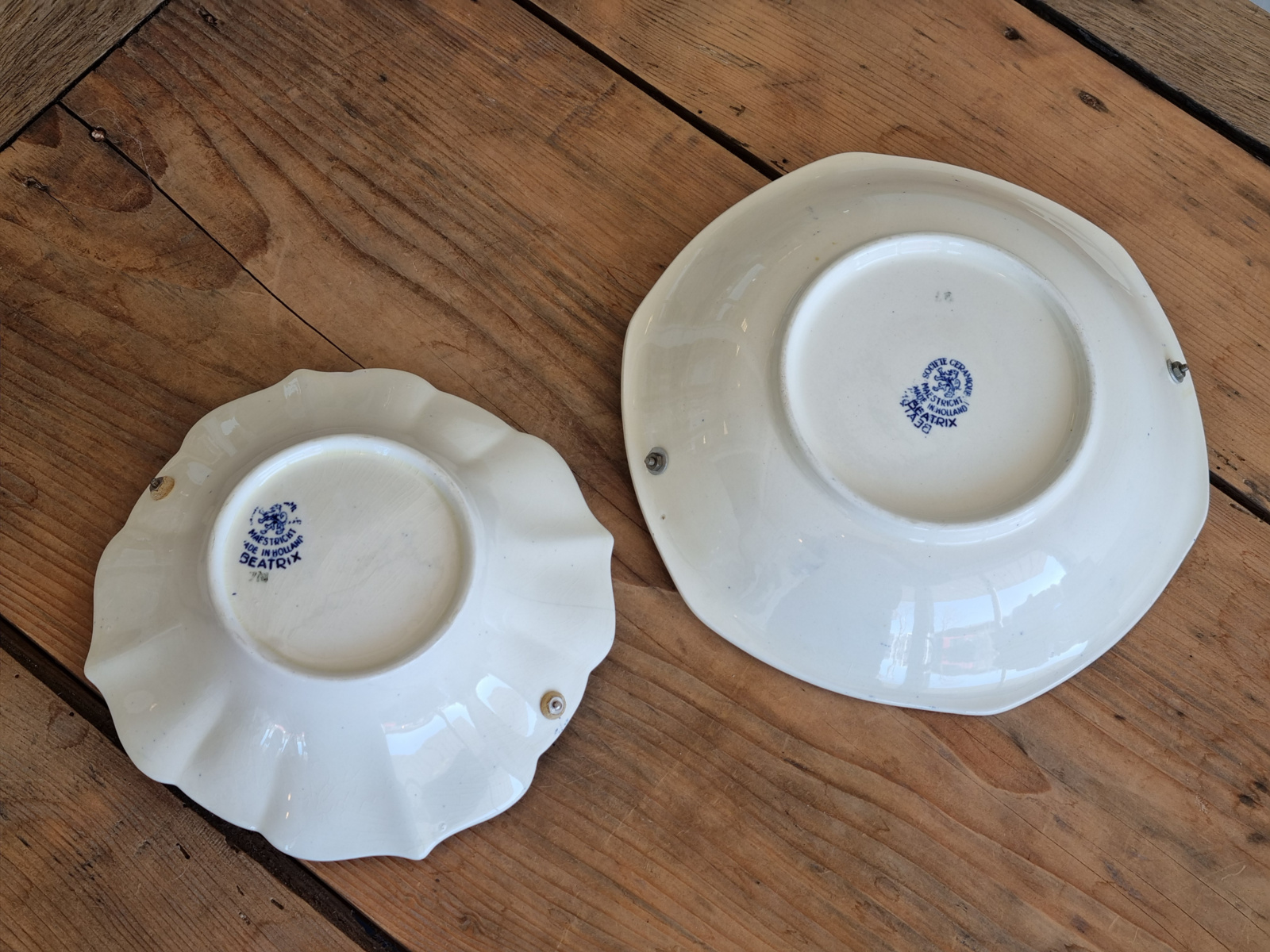Beatrix Societe Ceramique set 2x Serveerschaal met verzilverde greep
