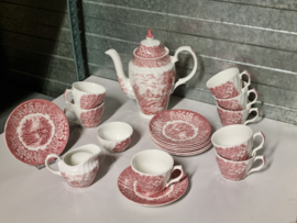 Engels rood British Anchor Memory Lane Koffieservies 8-pers.