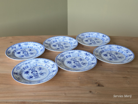Potiche blauw Petrus Regout set 6x bordje 18,5 cm