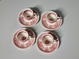 Villeroy en Boch Burgenland rood set 4x Espresso Kop en schotel