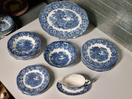 Engels blauw Enoch Wedgwood Woodland serviesset 21-delig