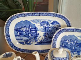 Regout Myott Castillo Old England blauw compleet ontbijtservies 8 personen
