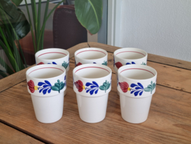 Boerenbont Boch set 6x Melkbeker rood randje binnenkant