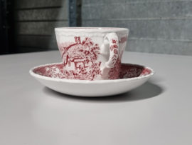 Engels rood Olde England Royal Tudor Ware Staffordshire Kop en schotel