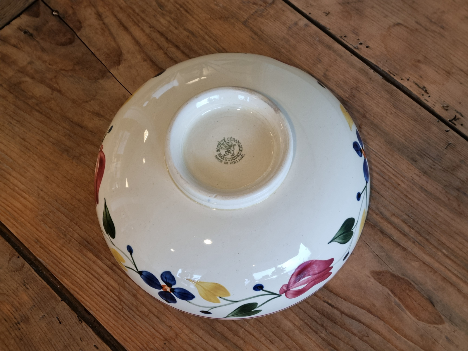 Boerenbont 417 Societe Ceramique hoge ronde schaal 22 cm (creme)