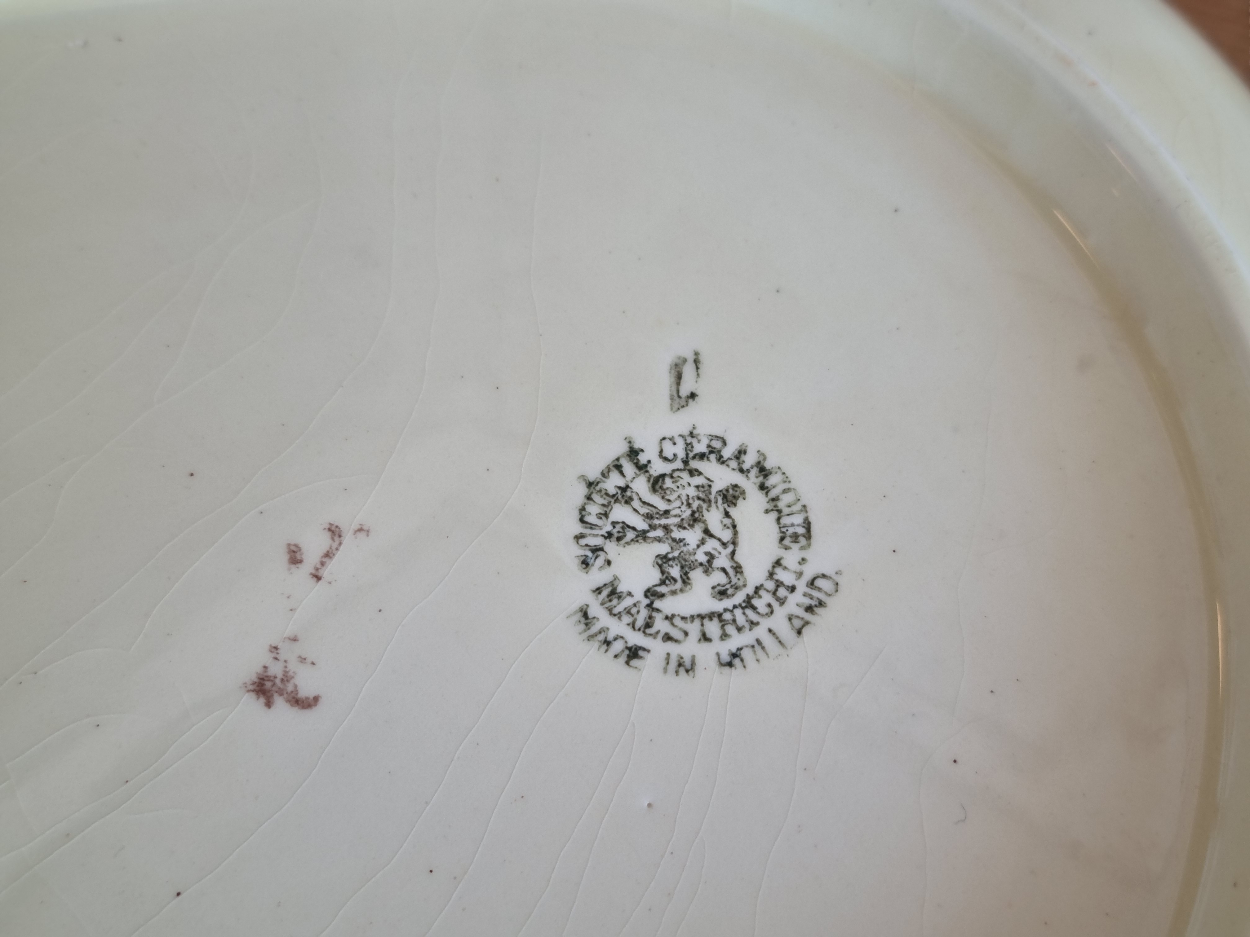 Societe Ceramique Bloemen hoge schaal met greepjes 37 cm