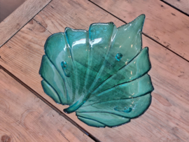 Glas Vintage groene Serveerschaal 31 cm (bladmodel)