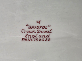 Engels rood Crown Ducal Bristol ovale schaal 26,5 cm