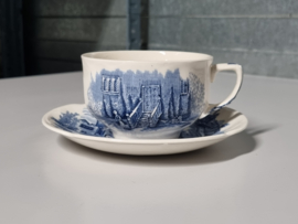 Engels blauw Johnson Bros Haddon Hall set 8x Kop en schotel