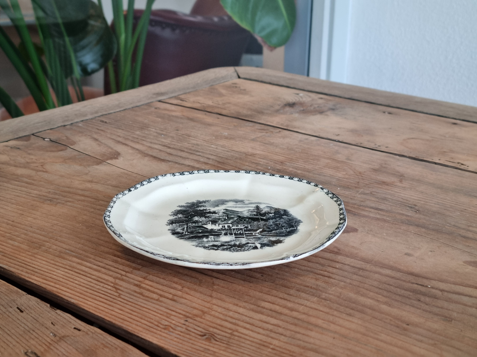 Landschap Zwart Societe Ceramique los Gebaksbordje 15 cm (hoekig model)
