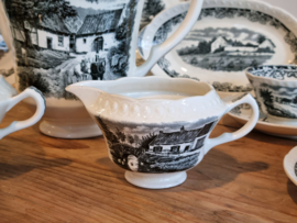 Boerenhoeve Zwart Societe Ceramique compleet koffieservies theeservies 6 personen