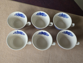 Regout Castillo Old England blauw set 6x los Kopje (bloem binnenin met puntoortje)