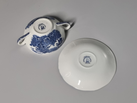 Engels blauw Enoch Wedgwood Woodland Soepkom met schotel