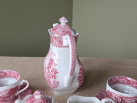 Engels rood Enoch Wedgwood River Scene koffieservies theeservies 4 personen