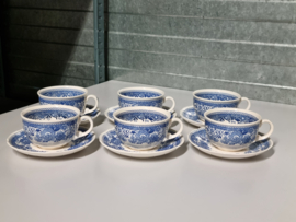 Villeroy en Boch Burgenland blauw set 6x Thee Kop en schotel