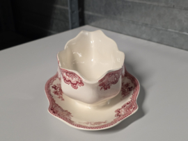 Engels rood Johnson Bros Old Britain Castles sauskom op vaste onderschotel