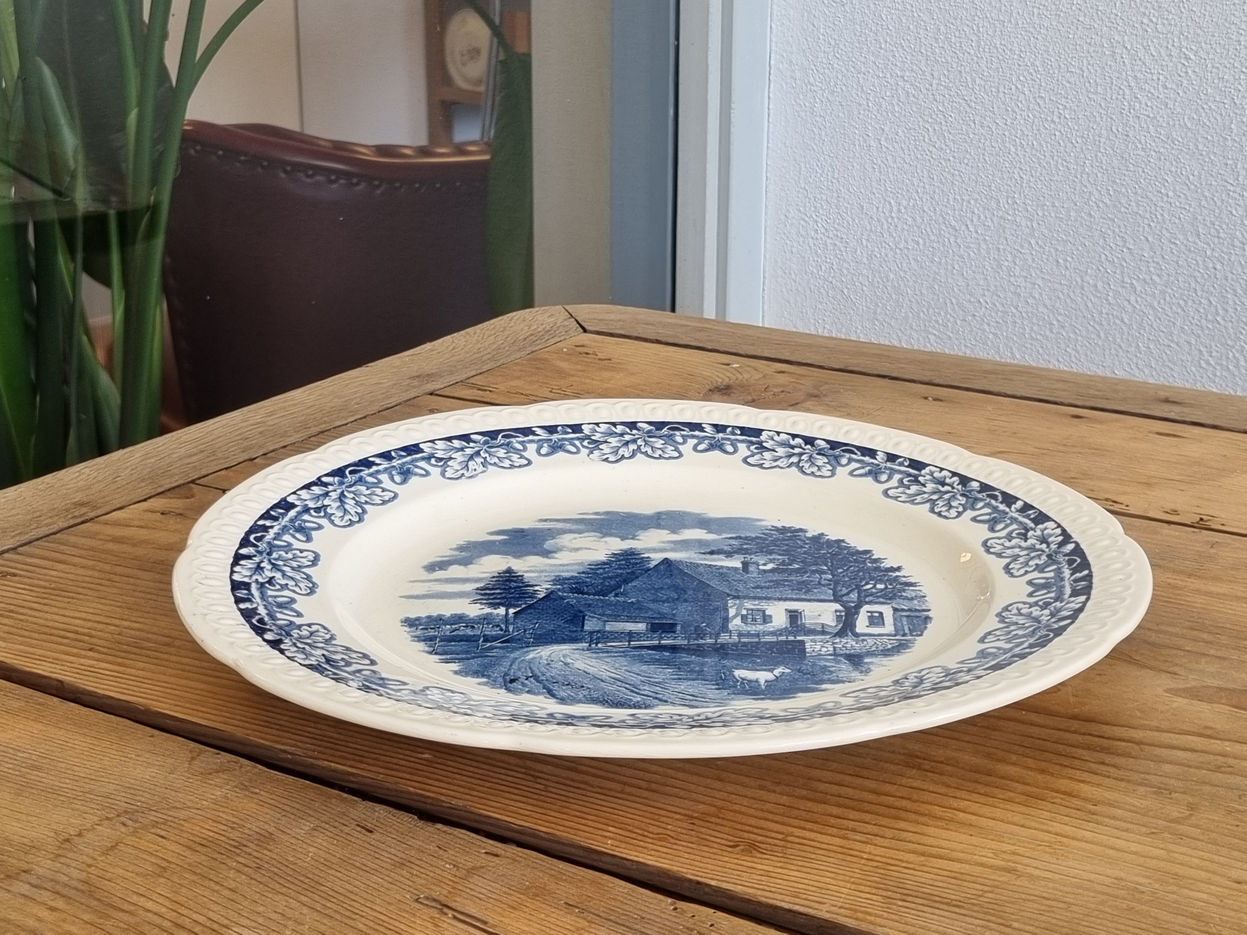 Boerenhoeve blauw Societe Ceramique pannenkoekenbord 30,5 cm