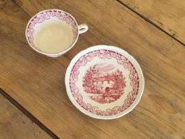 Boerenhoeve Rood Societe Ceramique Kop en schotel (wit)