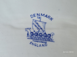 Engels blauw Denmark Furnivals Limited robuust ovale schaal 36,5 cm