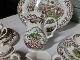 Engels bruin Jachtservies Myott's Country Life Koffieservies Ontbijtservies 2-pers.