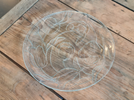 Glas Vintage platte Serveerschaal 32,5 cm (afb. Tulp)