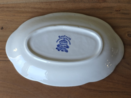 Engels blauw Woods Burslem England Seaforth ovale schaal 22 cm