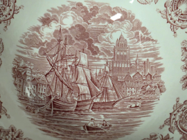 Engels rood Historical Ports hoge ronde schaal 21,5 cm
