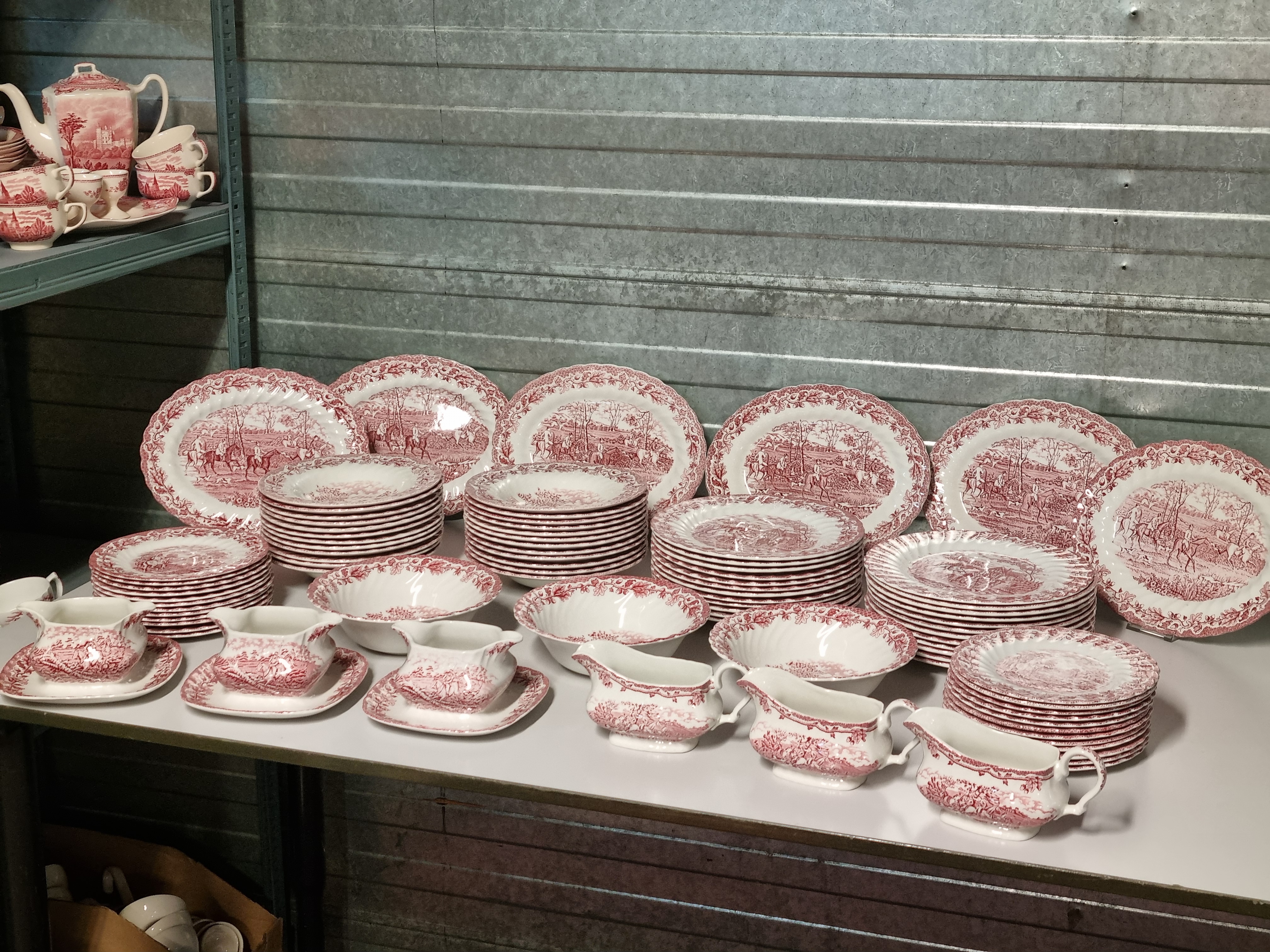 Engels rood Jachtservies Myott's Country Life Eetservies 24 persoons