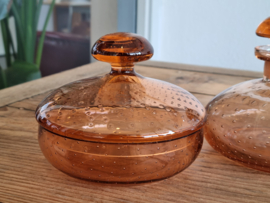 Glas Vintage Kaptafel setje oranje 2 delig