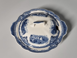 Engels blauw Johnson Bros Old Britain Castles Soepterrine Dekschaal