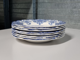 Boch BFK decor Dordrecht blauw set 8x Diep Pasta Curry Bord 25,5 cm