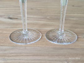 Boheems Kristal Glas set van 2x op hoge voet 19,5 cm kleur Blanc