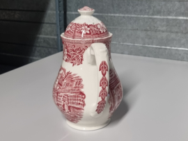Engels rood Coaching Taverns Royal Tudor Ware Staffordshire Koffie Theepot
