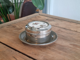 Vintage Doosje van metaal met bloemen print (rond model) 12 cm
