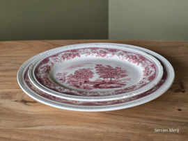 Engels rood Olde England Royal Tudor Ware Set 2x ovale schaal