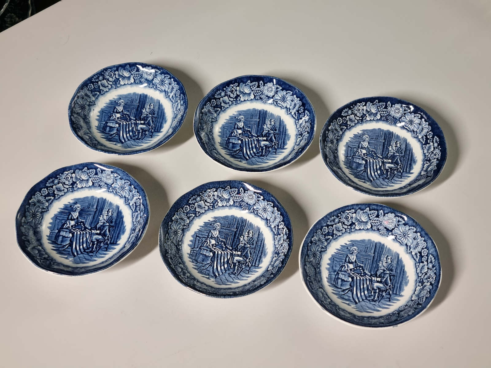 Engels blauw Liberty Blue set 6x Serveerschaaltje 12,5 cm