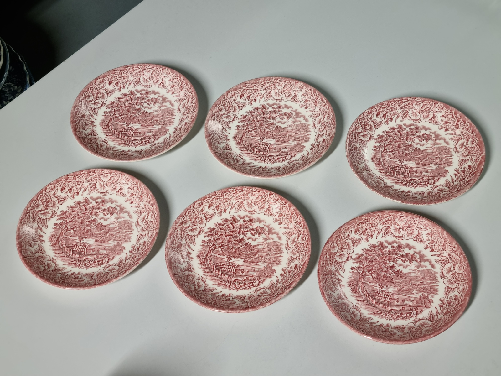Engels rood EIT Ironstone Set 6x Kop en schotel (hooiwagen)