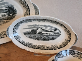 Boerenhoeve Zwart Societe Ceramique compleet koffieservies theeservies 6 personen