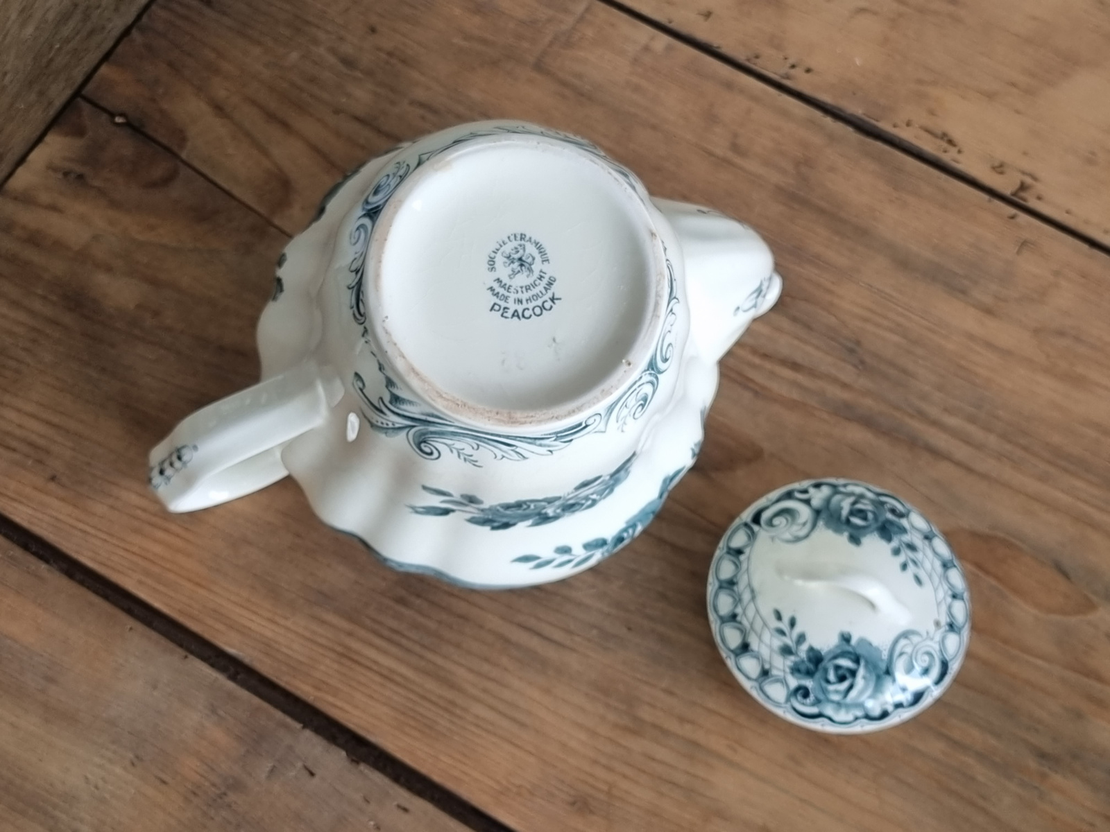 Peacock groen Societe Ceramique koffiepot