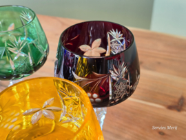 Boheems Kristal Glas set (2) van 6x op hoge voet 20,5 cm alle kleuren