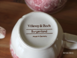 Villeroy en Boch Burgenland rood set 8x koffie kop en schotel (bruin en groen stempel)