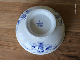Potiche blauw Petrus Regout hoge ronde schaal op voet 28 cm