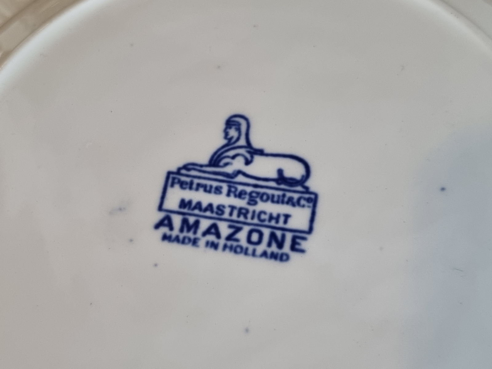 Regout blauw decor Amazone diep pasta curry bord 23,5 cm