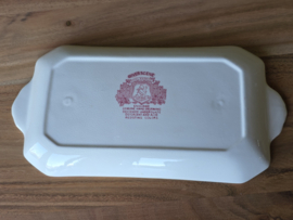 Engels rood Royal Warwick River Scene rechthoekige schaal met greepjes 26 cm