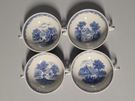 Villeroy en Boch Burgenland blauw set 4x soepkom met schotel (rond oortje)