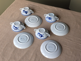 Royal Copenhagen Tranquebar Trankebar set 4x soepkom met schotel (craquelee)